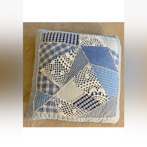 Vintage American Pacific Chambray Crazy Quilt Throw Pillow 15" X 15"